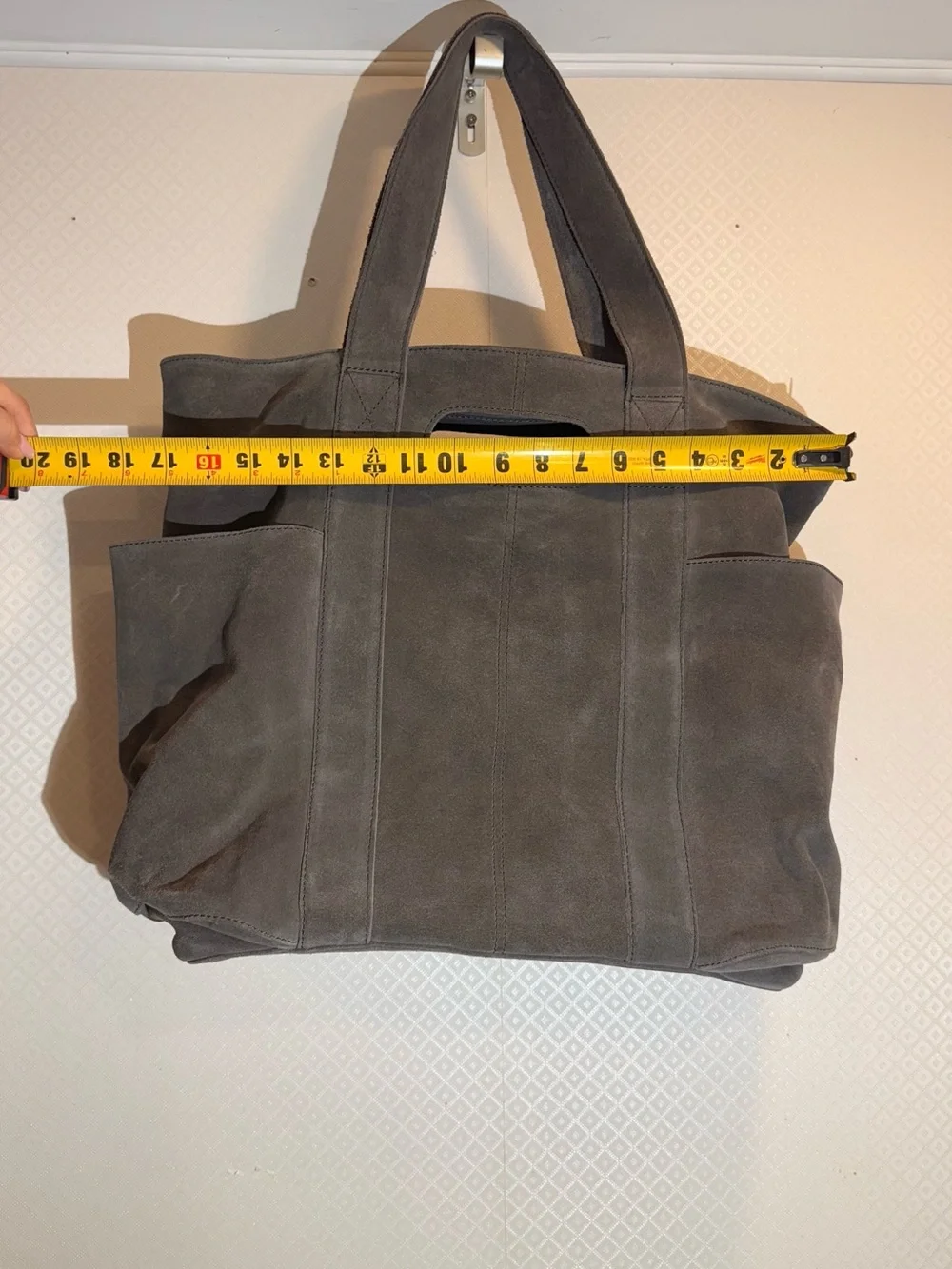 NWT Free People Suede Caravan Boho Tote in Taupe 100% Leather and Cotton
